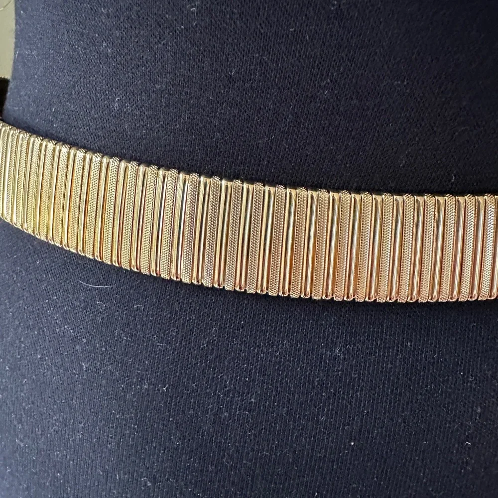 Vintage Metal Belt Gold Tone Disco 1980s Runway Rare